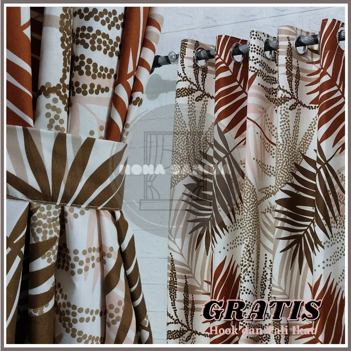 Gorden Jendela Pintu Minimalis Aesthetic Polimicro Anti Luntur Anti Jamur - Tali, Curtain, Tinggi 100-250cm, Lebar 115cm