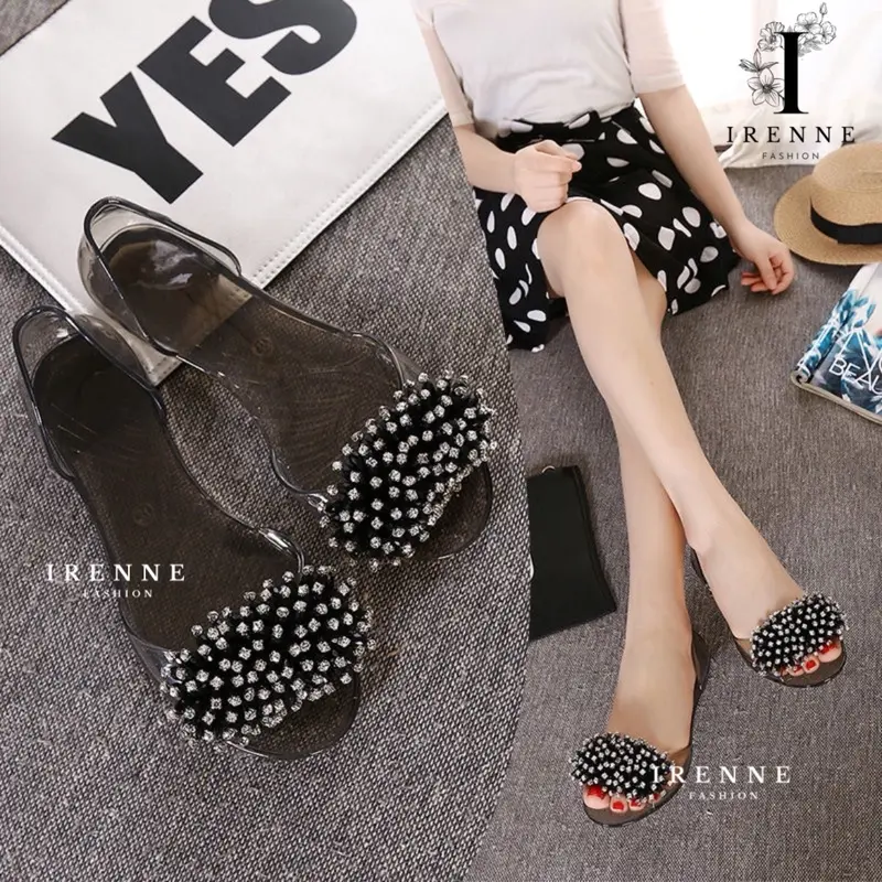 Sandal Flat Wanita Kaca Jelly Motif Terbaru Import Winola Collection WNL 186-K1 Karet flat  shoes flat shoes mules wanita 0