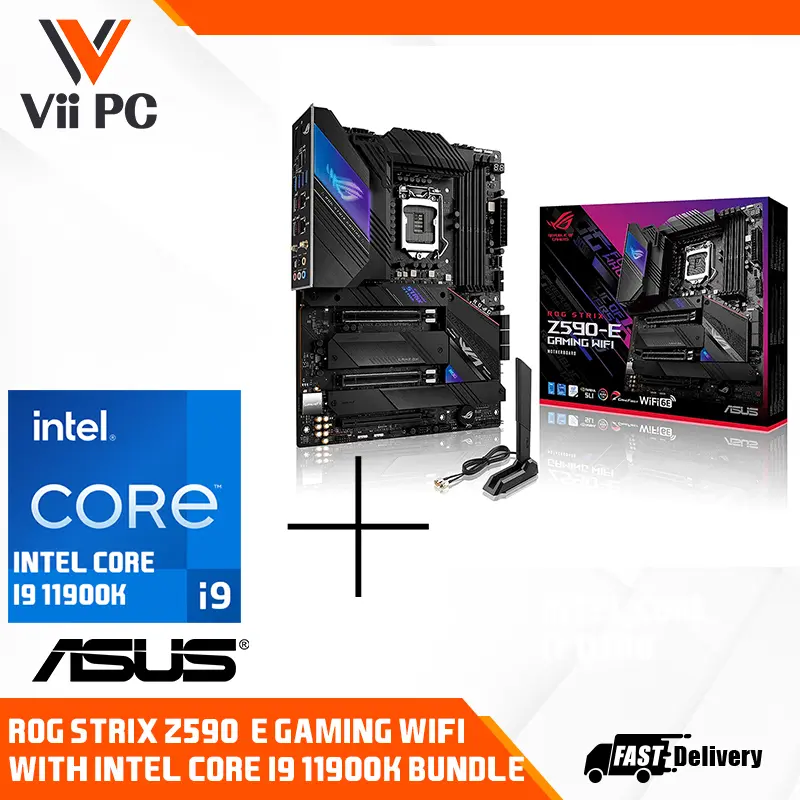 ASUS ROG STRIX Z590-E GAMING WIFI ATX motherboard with Intel Core i9 11900K Bundle