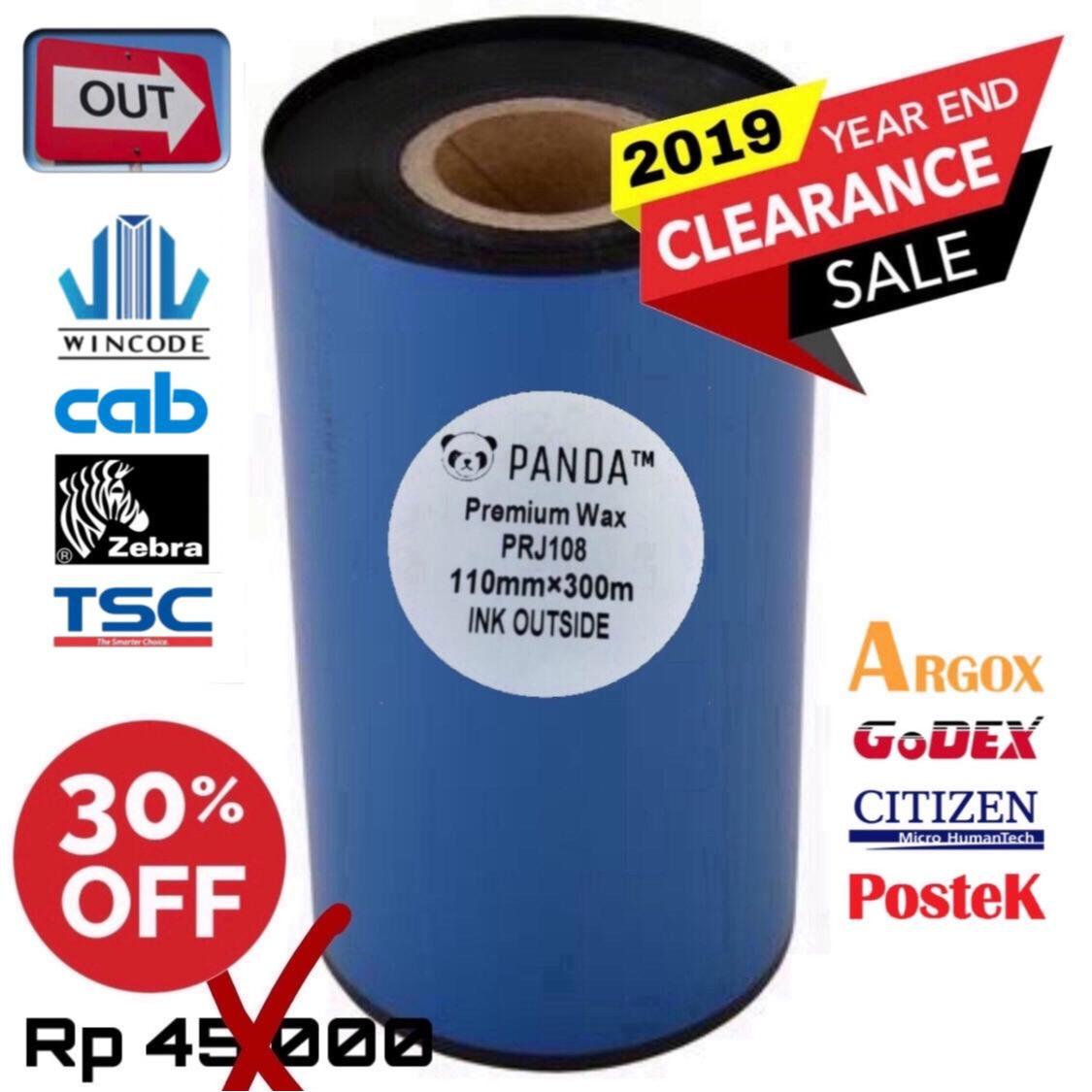 PREMIUM WAX 110X300 OUT BARCODE RIBBON PRINTER LABEL WINCODE-TSC-ZEBRA