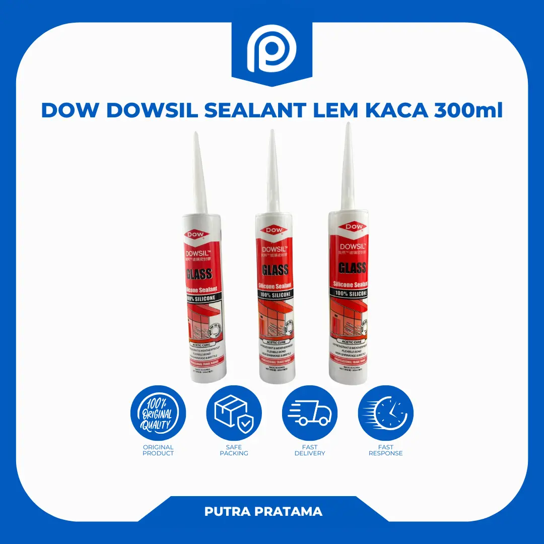 Lem Kaca DOW DowSil Silicone Sealant 300ml Warna Bening/Hitam/Putih