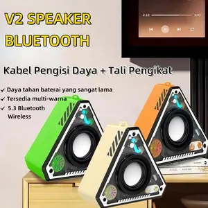 Speaker Bluetooth 5.3 RGB Wireless Dual Woofer V2 typec Tahan Lama Subwoofer Bass Kuat untuk Indoor Outdoor Daya typec Port Tahan Lama Segi tiga Suara Sekitar