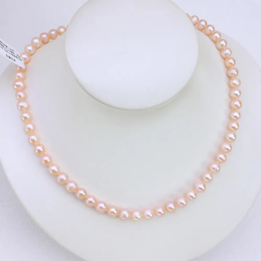 Shuiyu S925 silver freshwater core-free "Good luck Koi" pearl necklace 7-8mm nearly round concealer ZH11785