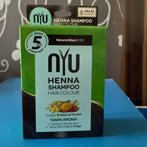 NYU Henna Shampoo Hair Colour 1 box isi 4 sachet 20ml - Shampoo pewarna rambut tanpa Amonia menutupi Uban dalam 10 menit