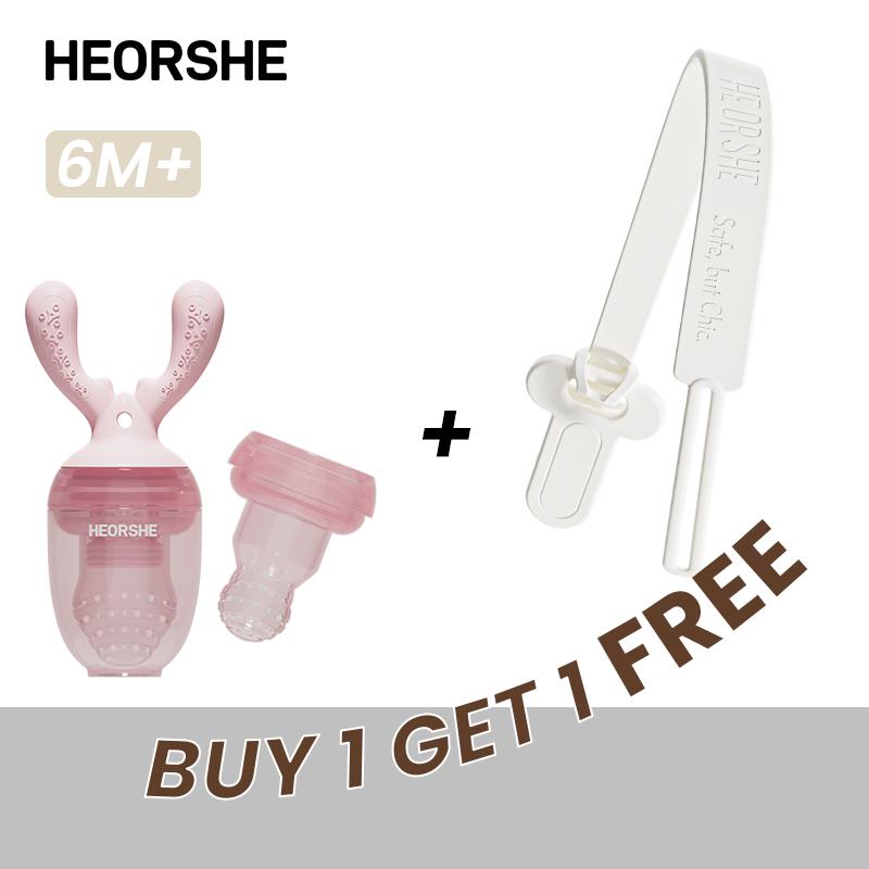 Dụng Cụ Cho Bé Cho Ăn Thực Phẩm Tươi, HEORSHE, Thích Hợp Cho Trẻ Sơ Sinh Từ 4 Tháng Tuổi Trở lên, Đồ Chơi Cho Ăn, Đồ Chơi Mọc Răng Trái Cây Cho Trẻ Sơ Sinh, Làm Bằng Silicon Cấp Thực Phẩm, Không Chứa BPA, Mua 1 Tặng 1 Ưu Đãi