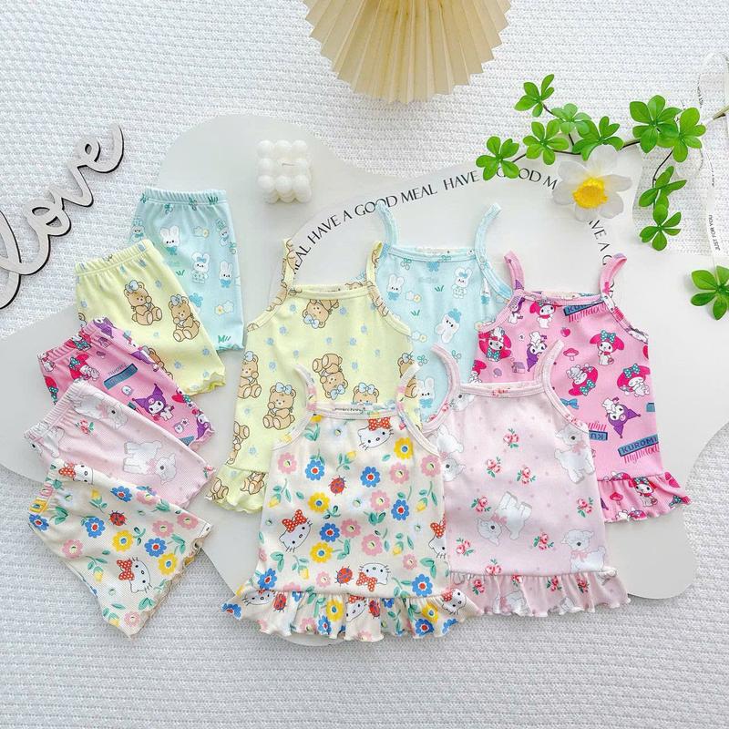   Minkojshop  Bộ áo dây bé nhún bèo lai xinh xắn có đủ size từ 7-36kg chất thun mềm mát mịn co dãn 4c tha hồ cho bé mặc đi học hay ở nhà đều mát mẻ 105DX 