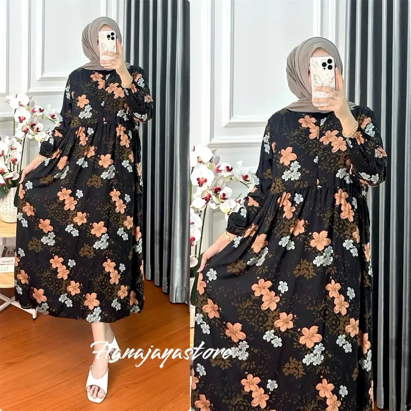Gamis muslimah || Gamis Terbaru || Midi Dress Bahan Rayon Viscose Premium 2