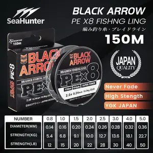 [OFFICIAL] SeaHunter Black Arrow Senar PE X8 Fishing Line Senar Pancing PE X8 150M  PE kuat Benang Pancing 150 Meter Tahan Aus Never Fade Hitam #Anti Kusut Tali Pancing Dikepang Halus Lembut Jepang Braided Fishing Line Memancing Di Laut