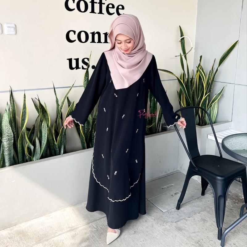 GENDIS One Set Melayu Bordir kembang By Prettv Petals Setelan Muslim Wanita 3