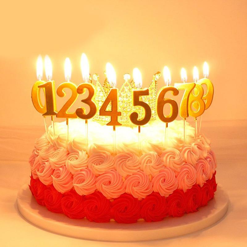 Product Introduction of 1 PC Gift Ornaments Rose  Cake Topper Happy Birthday Cupcake Decor Number Candles 11