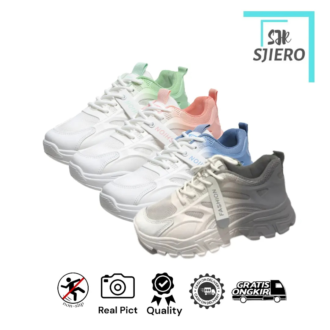 Sepatu Sneakers Wanita Sport Karet Fashion Pink 280