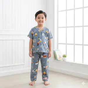 Piyama Anak Premium Untuk Usia 1-10 Tahun Bahan Adem Tanpa Kerah