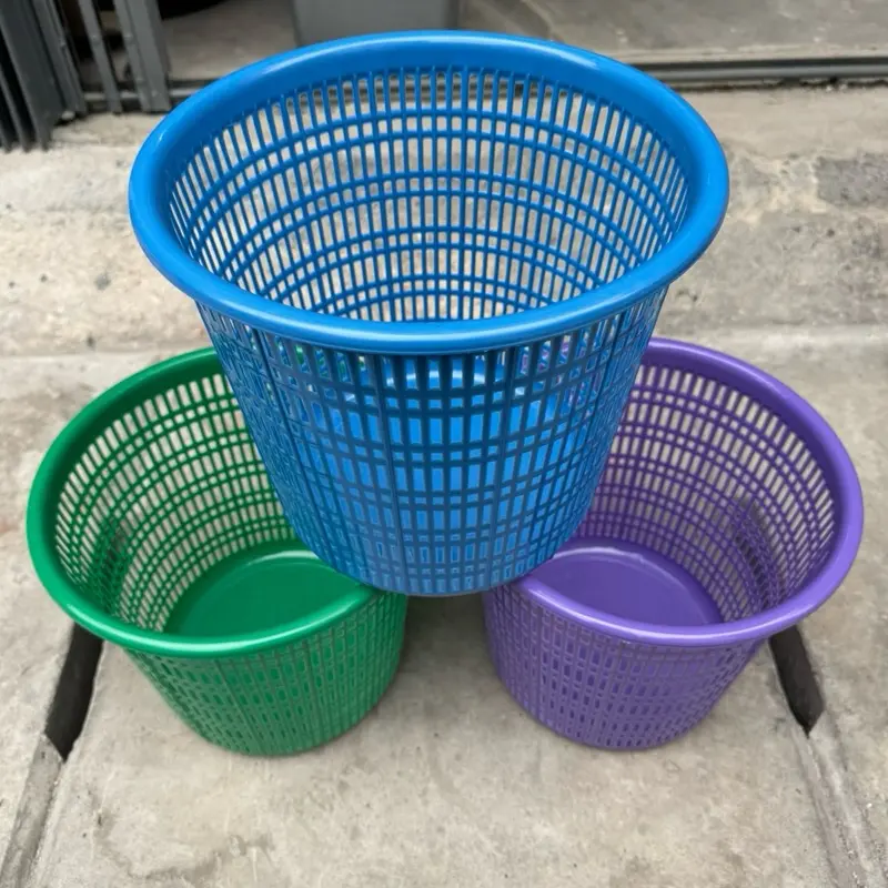 ( 2 PCS ) Keranjang Sampah Bulat Elegant | Tempat Sampah Kaneta Aestetic Biru Hijau Ungu Merah Kuning