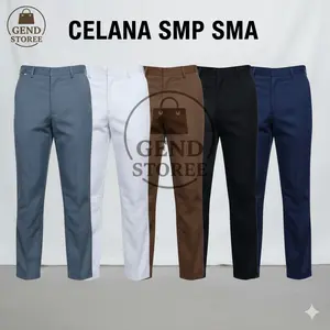 Celana Panjang SMP SMA Bahan Optima / Elemen - Seragam Sekolah Abu Abu, Putih, Hitam, Biru Navy, Coklat Pramuka