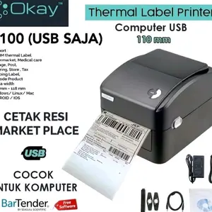 Okay Printer Label A6 USB 110 mm untuk Cetak Resi Marketplace Cocok untuk Komputer