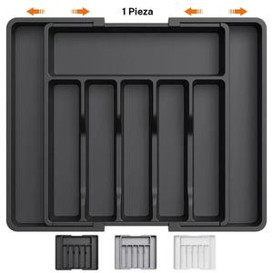 Set de 1/3 piezas Organizador de cajón de cubiertos, Bandeja expandible para utensilios de cocina, Portacubiertos y cubiertos libre de BPA, Almacenamiento de plástico ajustable para cucharas, tenedores y cuchillos.