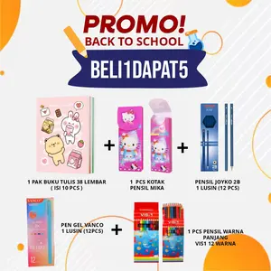 PROMO BELI 1 DAPAT 5 PAKET ALAT TULIS/BACK TO SCHOOL. Perlengkapan anak sekolah SD, SMP Pensil Bolpen Buku