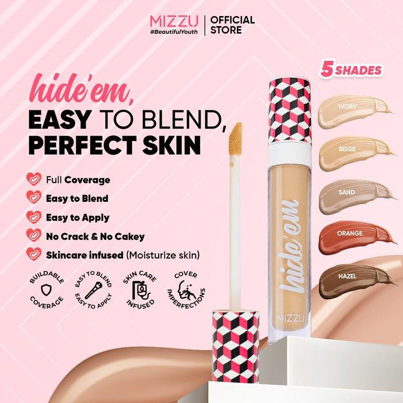 Mizzu Hide’em Contour And Concealer Beige - Concealer Corrector Wajah Foundation Hitam Lasting Mencerahkan 1