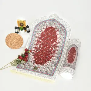 (FIORI) Sajadah Kubah Estetik Sajadah Tebal Premium Muslim Turki Motif Hitam Rumbai Bulu Putih Umroh sajadah  kubah Haji Lembut