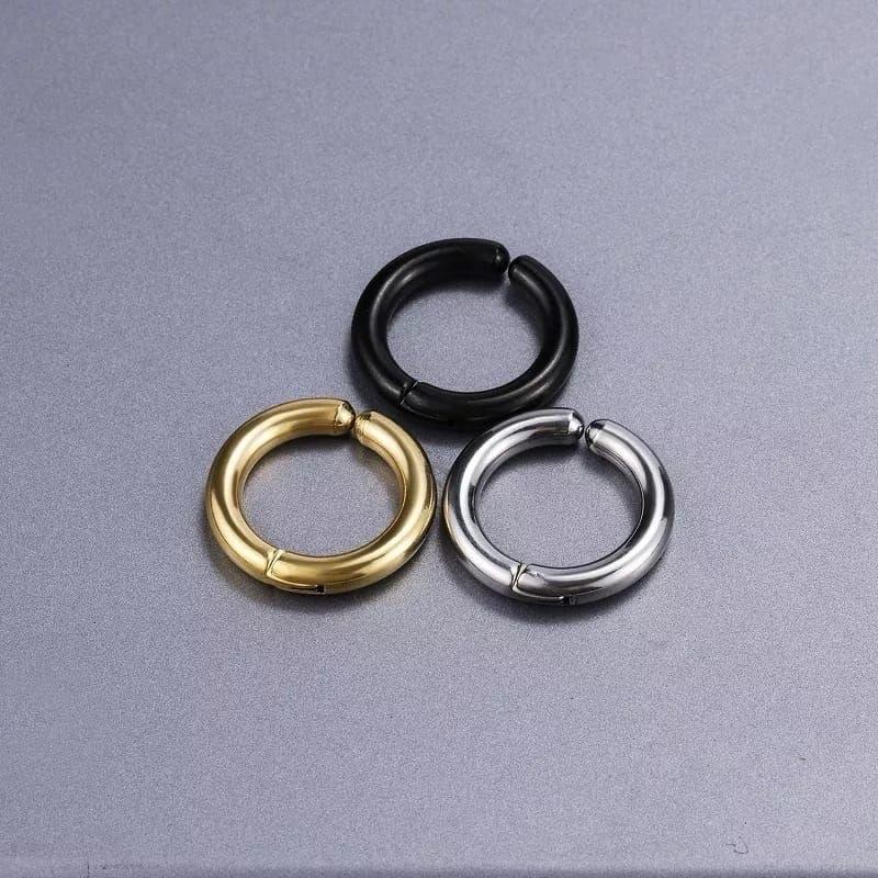 Anting jepit tanpa tindik model hoop style k-pop Silver Titanium 5