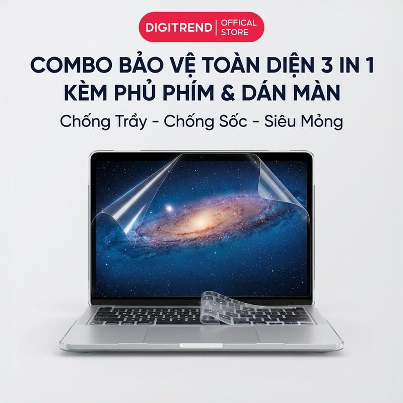 COMBO Ốp Kèm Phủ Phím Dán Màn Trong Suốt Dành Cho Macbook Bảo Vệ Chống Xước Bụi Bẩn Bảo Vệ 360