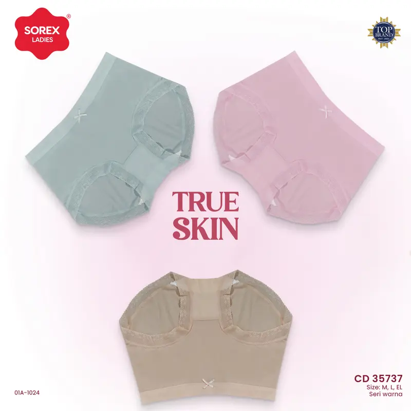Sorex Celana Dalam Wanita Semi Seamless Renda Fashion Midi True Skin CD 35737 1