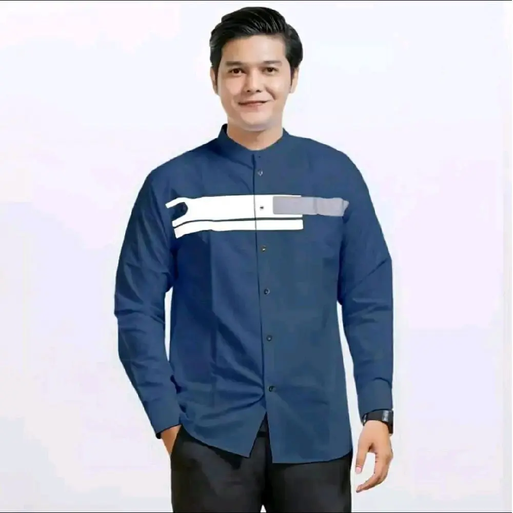 Baju koko Pria Lengan panjang Motif Yordan series Terbaru Koko Muslim hadroh azzahir Putih hitam Kombinasi size M L XL XXL Dewasa Katun