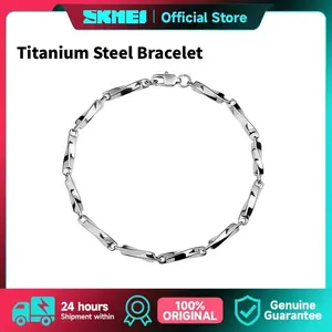 SKMEI Gelang Baja Titanium Anti Luntur Untuk Pria Merek Trendi Kepribadian Sederhana Perhiasan Tangan Pria Dan Wanita Desain Niche Hip-Hop Kelas Atas Bracelets