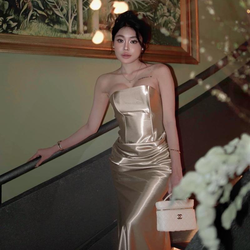  | She Dress | Đầm Lụa Ống Cúp Ngực Có Gọng Xếp Bụng Có Mút 