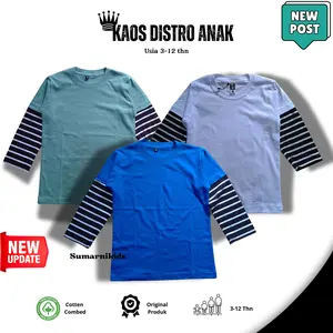 Baju  Anak salur lengan panjang Anak Laki Laki Perempuan Umur 3-12 Tahun Bahan Katun 30s Fashion Anak