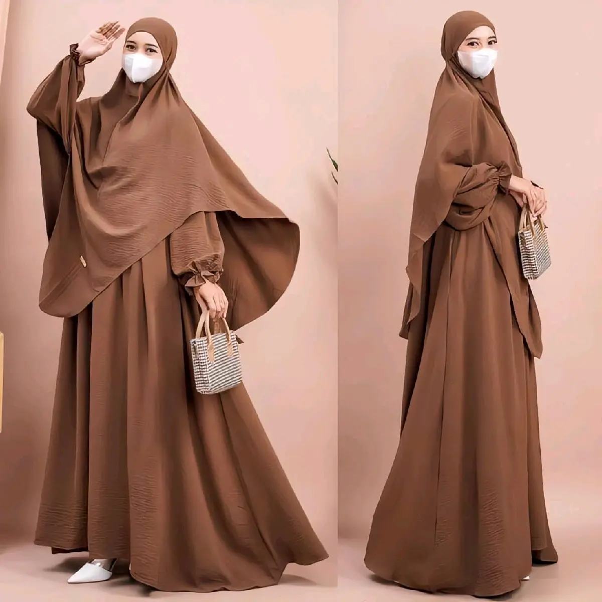 Gamis Syar'i Terbaru Jumbo Set Kerudung Bahan Cringkle Airflow Adem Dan Jatuh Crinkle Melar Nyaman Panjang Muslim Mocca Hitam Abu Mewah Syari Dewasa Formal Navy Tosca Bergo Dress Maroon