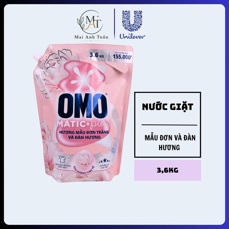 Combo Nước Giặt OMO Cửa Trên Matic Pure 3.6KG – Nước Giặt Hương Mẫu Đơn & Đàn…