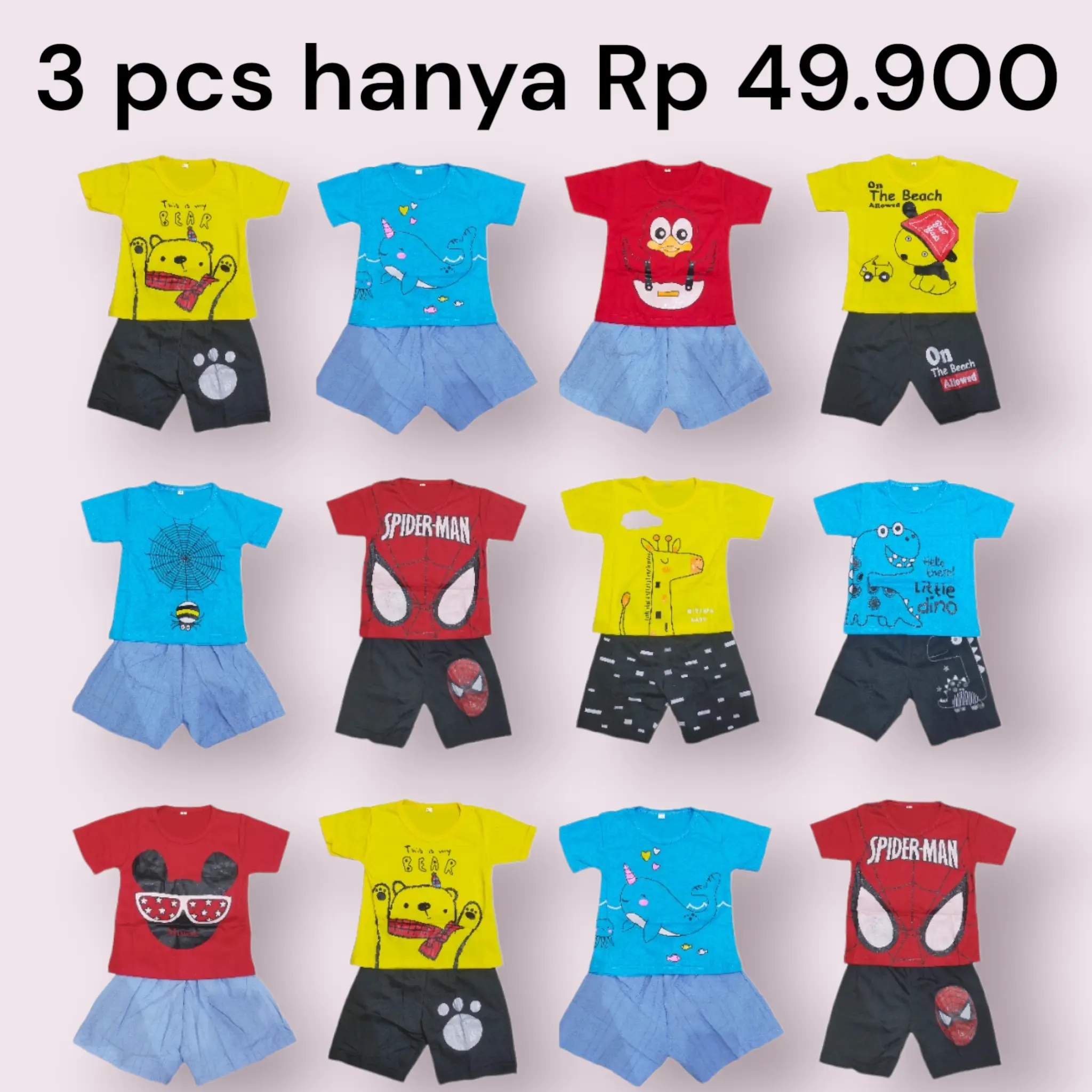 Baju Anak Laki laki Paket Hemat Murah 3 stel Setelan Anak anak Laki laki Usia 1-5 Tahun