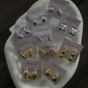 2025  Anting Hijab Setengah Bulat/ -anting baru Sederhana dan Stylish/Charm Antings/925 Gold/925 Silver