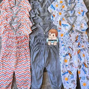 Special promo 12 setelan 1 lusin setelan bayi Newborn tangan panjang motif seri Abu Summer laki-laki & anak perempuan Katun