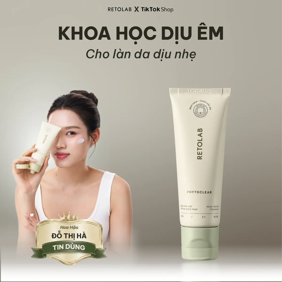 Sữa Rửa Mặt Retolab Phytoclear 80ml - Hỗ Trợ Giảm Mụn, Làm Sạch Dịu Nhẹ, Dưỡng Ẩm Da - SR001 - Dạng Kem Tạo Bọt - Cho Da Khô Mụn & Dầu - Công Nghệ Lõi Kép Hiện Đại