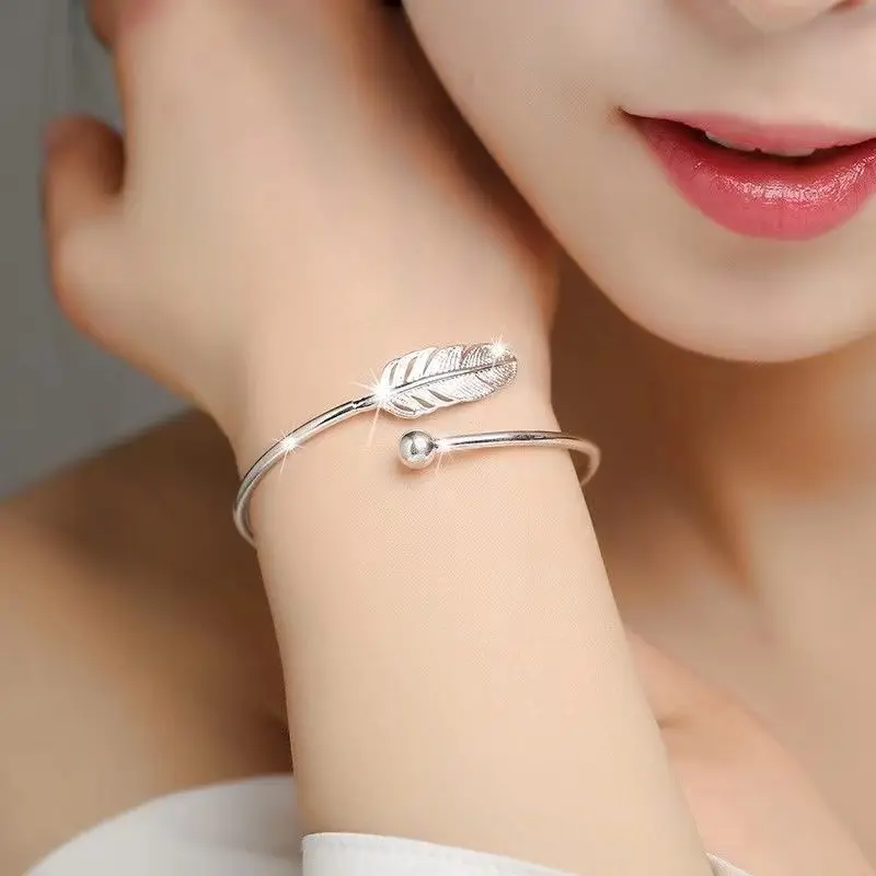 Rebirth  Korea Open Bangles & Bracelet Fashion Simple Feather Handmade   YNBK058-RoseGold