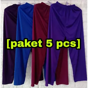 Paket Isi 5 Pcs Celana Dalaman gamis Bahan Hyget/ Celamis Aladin Los Panjang/ Legging Wanita Polos/ Celana Wanita Santai