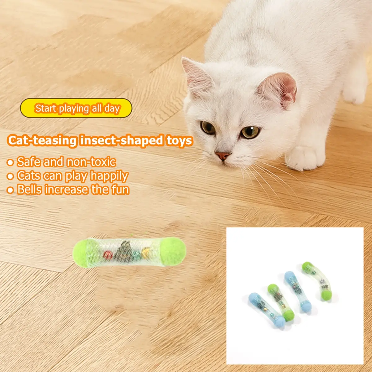 Đồ chơi cho mèo, Đồ chơi chuông tương tác hình sâu bướm, Thích hợp cho mèo và chó, Giúp giảm bớt sự nhàm chán, Đồ chơi cho mèo