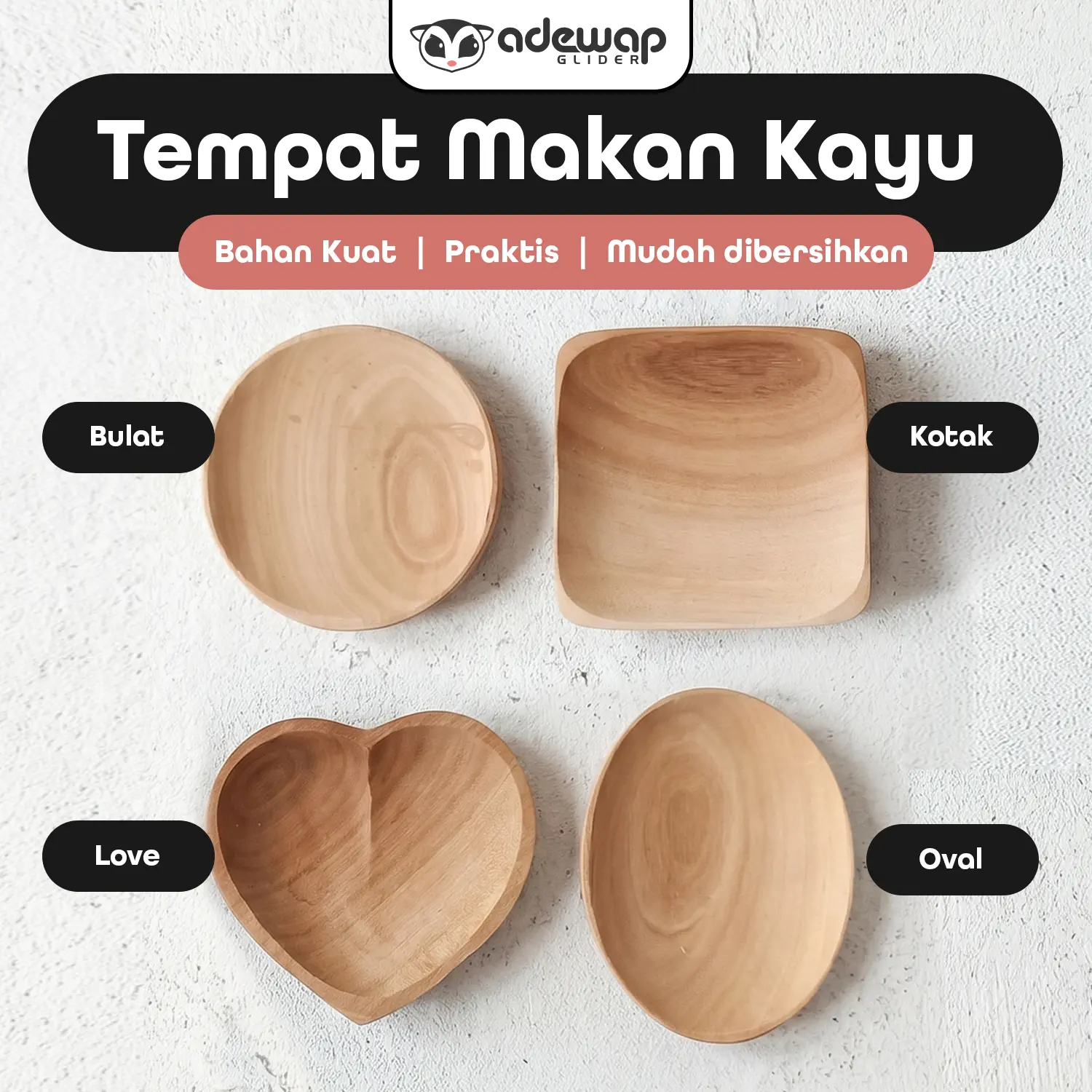 ADEWAP GLIDER Tempat Makan Kayu Natural Sugar glider Estetik Minimalis Lucu Untuk Pakan Hewan Kecil