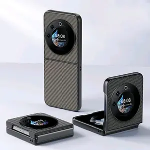 Casing Kulit Serat Karbon Premium for Tecnoo Phantom V Flip