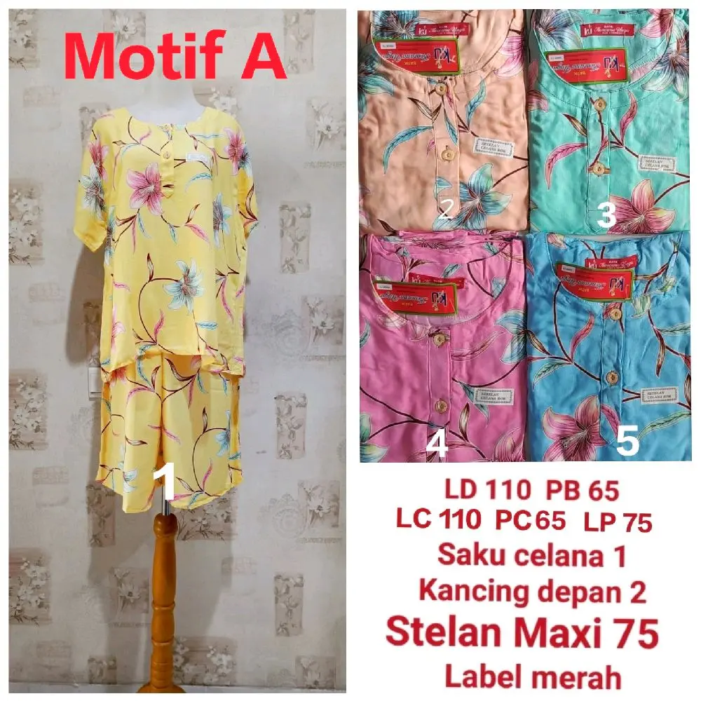 Setelan Celana Kulot Kencana Ungu Maxi 75 LD 110cm Label Merah