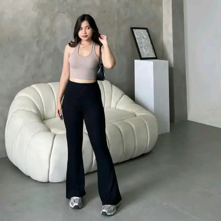 Flare pants  highwaist scuba kulot cutbray Celana Panjang Standar JUMBO