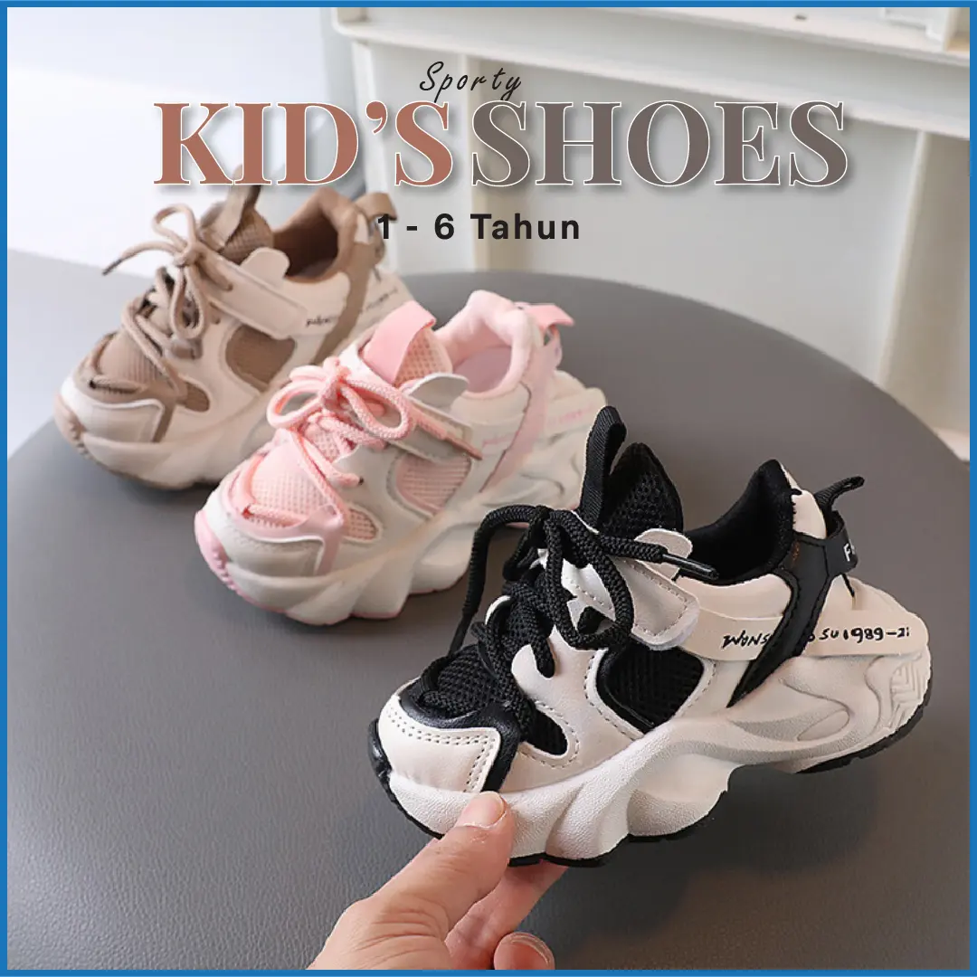 GGS - Sepatu Sneaker Sporty Anak Laki Perempuan Velcro Import Usia 1 - 6 Tahun Type MKA