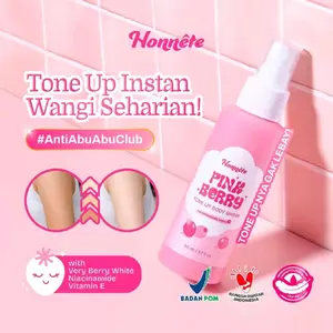 Honnete Pink Berry Tone Up Body Spray Mencerahkan Kulit Melembabkan Menghidrasi Sun Protection Wangi Seharian Halal BPOM