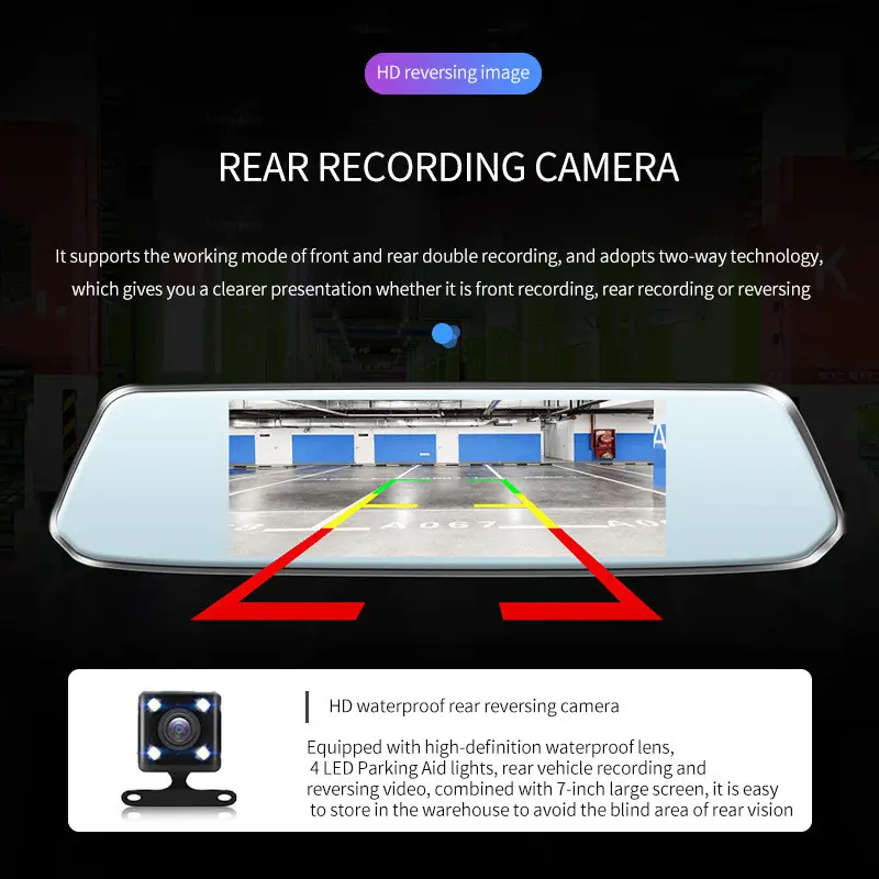 CCHZ-WIN Kamera DVR Mobil Depan Belakang Dashcam Spion 1080P IPS 4Inch - CC170 Terbaru 7