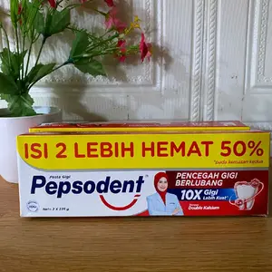 Pepsodent Pasta Gigi Pencegah Gigi Berlubang 10X Lebih Kuat Isi 2 Lebih Hemat 50% 2 X 225 g
