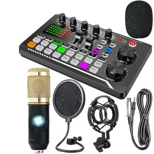 F998 ライブ配信デバイス ワイヤレス音声 マイク付き オーディオミキサー PC・スマホ対応