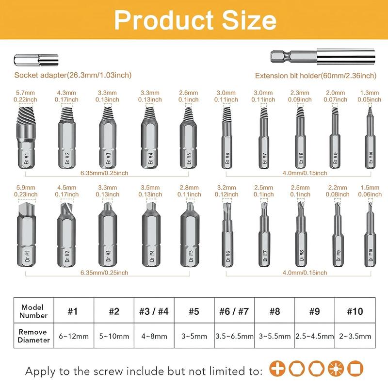 High Speed Steel Screw Extractor Set, Broken Bolt Universal Removal Tool Set, Car Mechanical Anti-slip Durable Repair Tool, Industrial Grade High Hardness Screw Extractor Kit 2