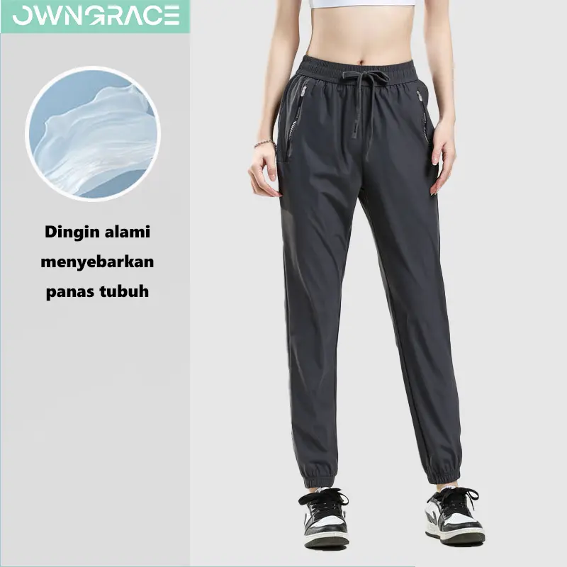 【Ready】Owngrace-Celana Olahraga Wanita Celana Latihan Jogging Celana Olahraga Jogging Longgar Celana Olahraga Kebugaran Santai Perlindungan Matahari Anti UV UPF50+ 100% Original training stripe Sport Yoga Outdoor Lari 1
